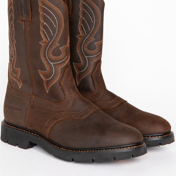 Cody James Men's Western Pull On Work Boots - Round Toe NWOT - Picture 1 of 9